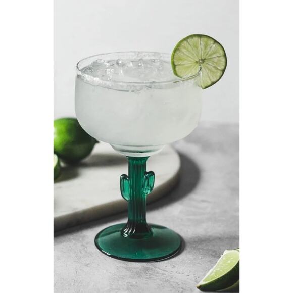 2 Vintage Libby Cactus Margarita Glasses- 16oz Green Glass Stem -never Used - Picture 5 of 5